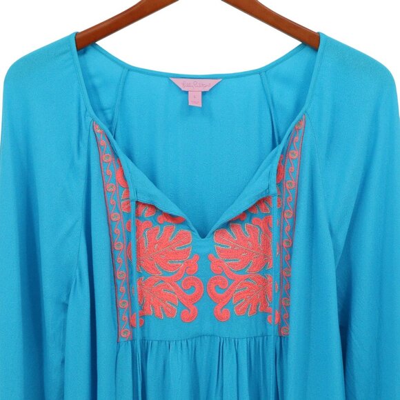 Lilly Pulitzer Amisa Embroidered Bell Sleeve Tunic Dress L - Picture 5 of 10
